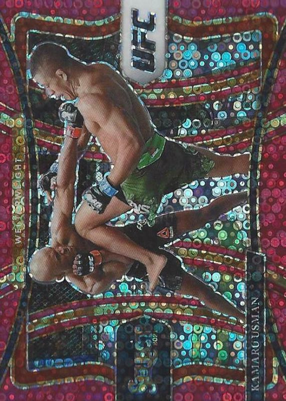 Kamaru Usman 2021 Select UFC #163 Premier Level Red Disco /199 RAW