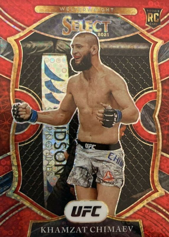 Khamzat Chimaev 2021 Select UFC #57 Concourse Red Disco /199 Rookie RAW