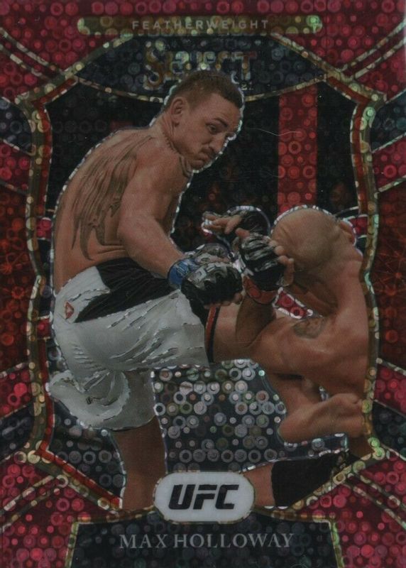 Max Holloway 2021 Select UFC #97 Concourse Red Disco /199 RAW