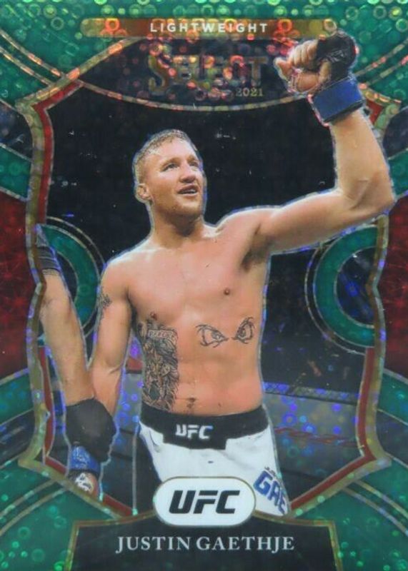 Justin Gaethje 2021 Select UFC #95 Concourse Green Disco /5 RAW