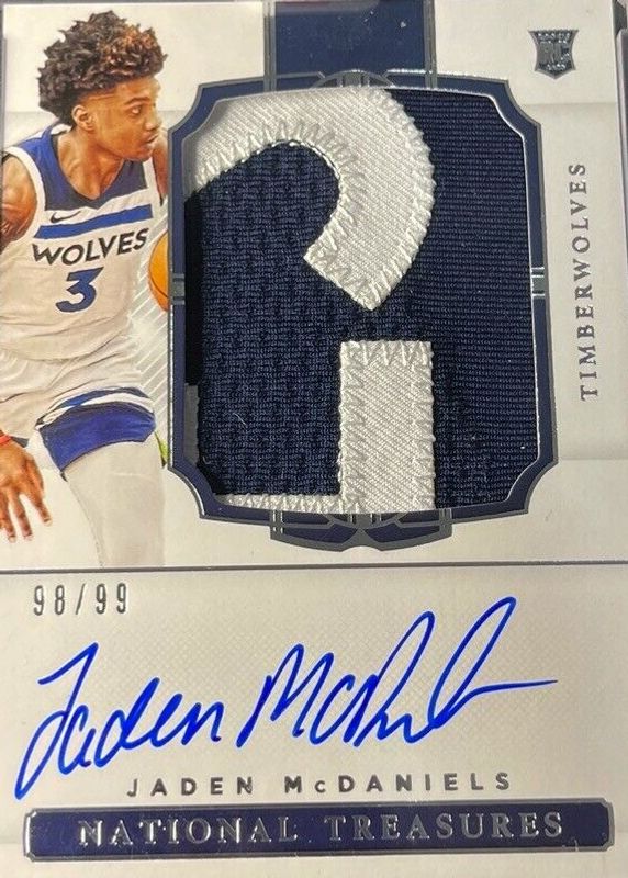 Jaden McDaniels 2020 National Treasures #143 Rookie Patch Auto /99 Rookie RAW