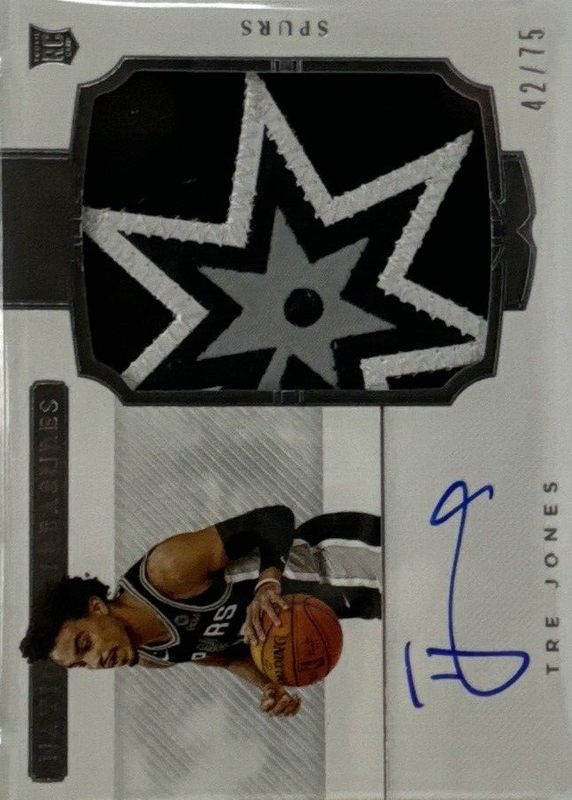 Tre Jones 2020 National Treasures #150 Rookie Patch Auto Horizontal /75 Rookie BGS 9