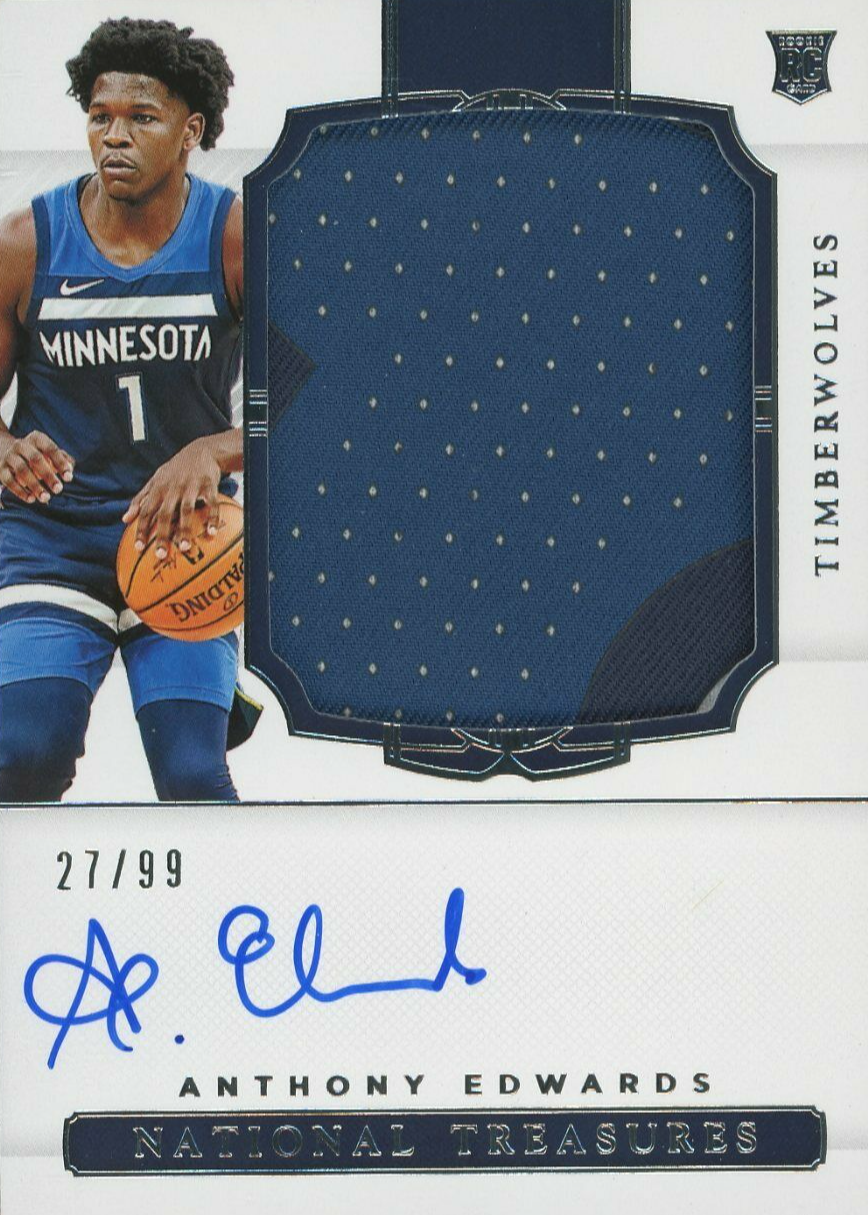 Anthony Edwards 2020 National Treasures #111 Rookie Patch Auto /99 