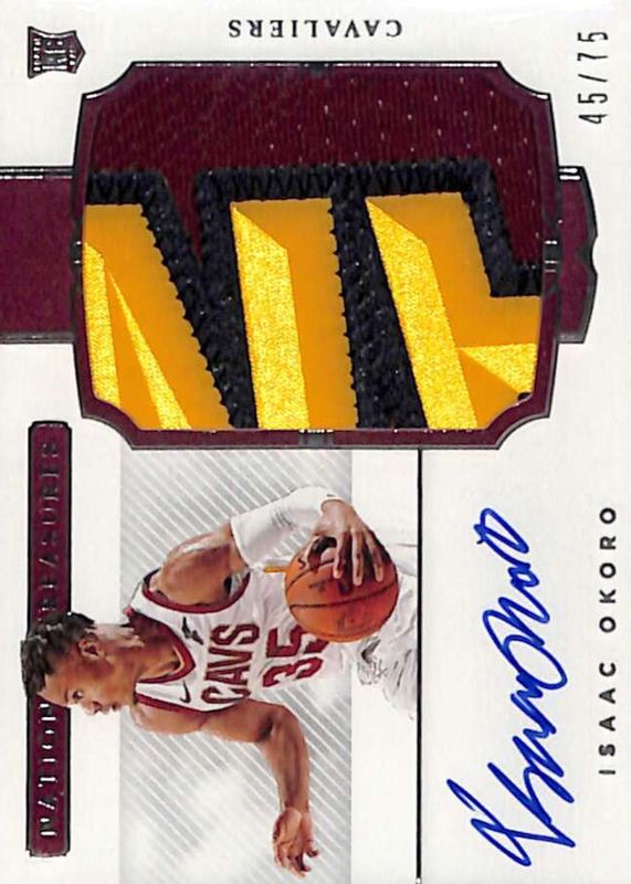 Isaac Okoro 2020 National Treasures #105 Rookie Patch Auto Horizontal /75 RAW