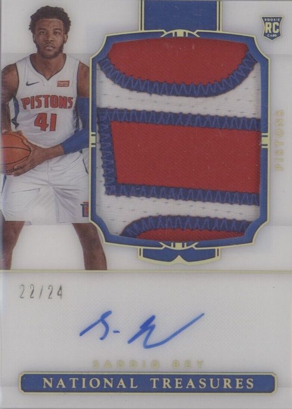 Saddiq Bey 2020 National Treasures #123 Rookie Patch Auto - Gold FOTL /24 Rookie PSA 10