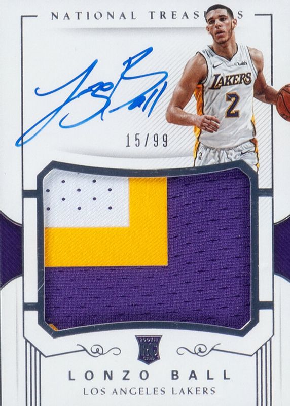 Lonzo Ball 2017 National Treasures #102 Rookie Patch Auto /99 Rookie SGC 8.5