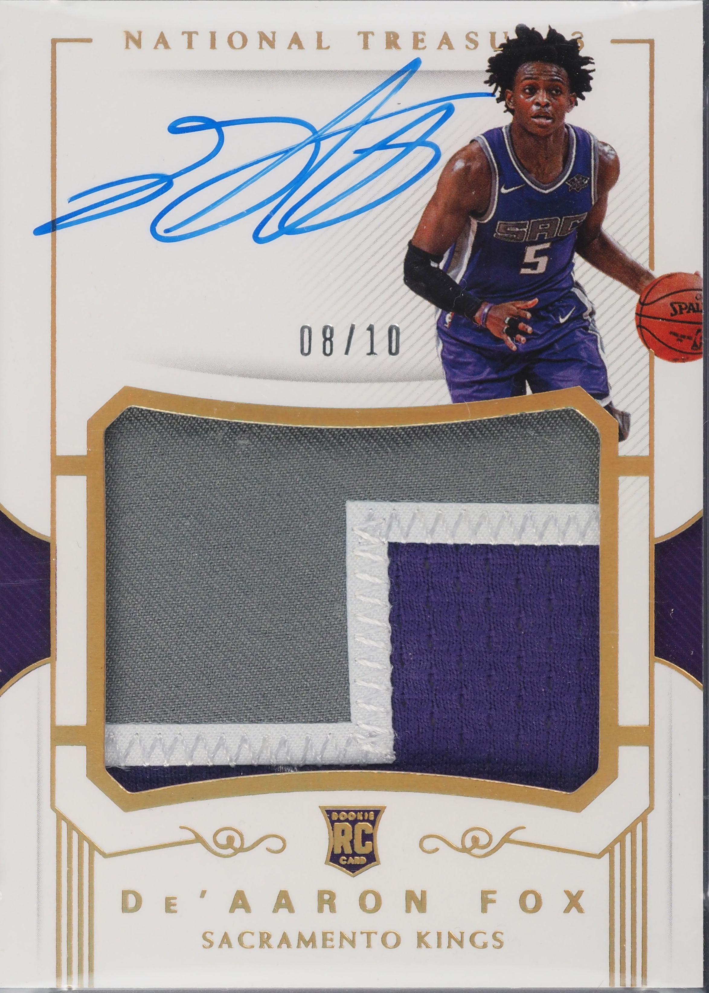 De'Aaron Fox 2017 National Treasures #105 Rookie Patch Auto