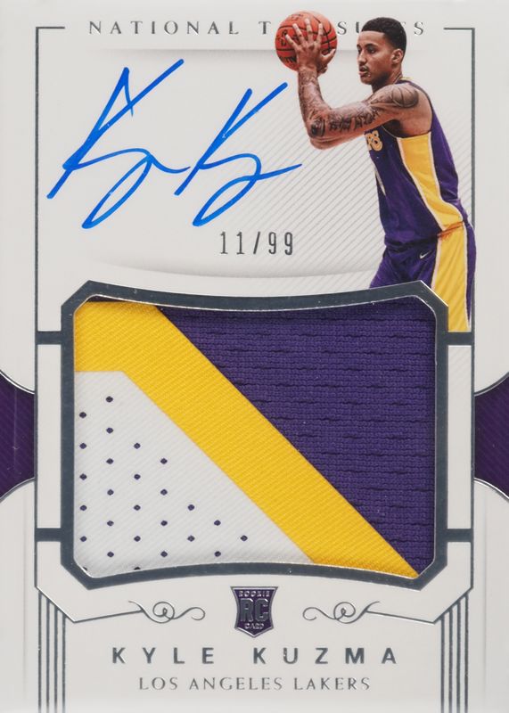 Kyle Kuzma 2017 National Treasures #126 Rookie Patch Auto /99 Rookie PSA 8.5