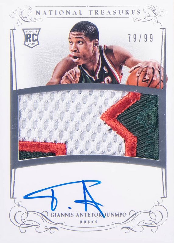 Giannis Antetokounmpo 2013 National Treasures #130 Rookie Patch Auto /99 Rookie PSA 6