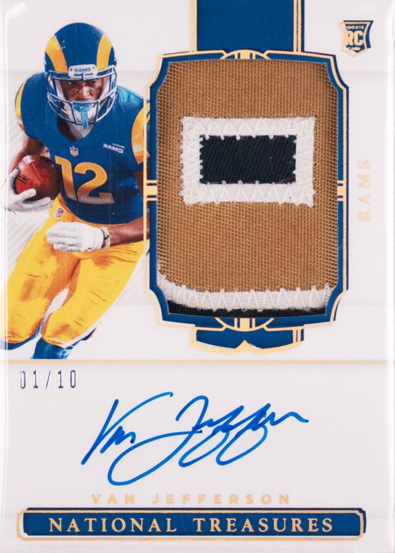 Van Jefferson 2020 National Treasures #178 Rookie Patch Auto - Holo Gold /10 PSA 10