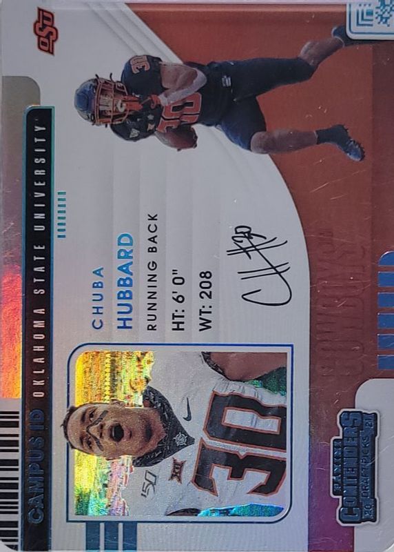 Chuba Hubbard 2021 Contenders Draft Picks #16 Campus ID /(SSP) Rookie RAW
