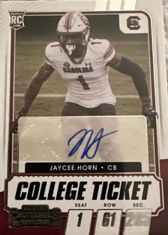 Jaycee Horn 2021 Contenders Draft Picks #212 College Ticket Auto Rookie PSA 10