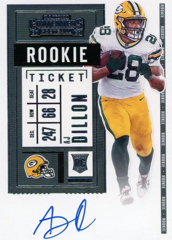 AJ Dillon 2020 Contenders #126 Rookie Ticket Auto Variation Rookie SGC 9