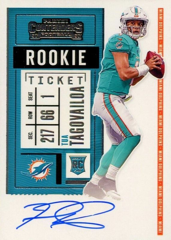 Tua Tagovailoa 2020 Contenders #103 Rookie Ticket Auto Price Guide 