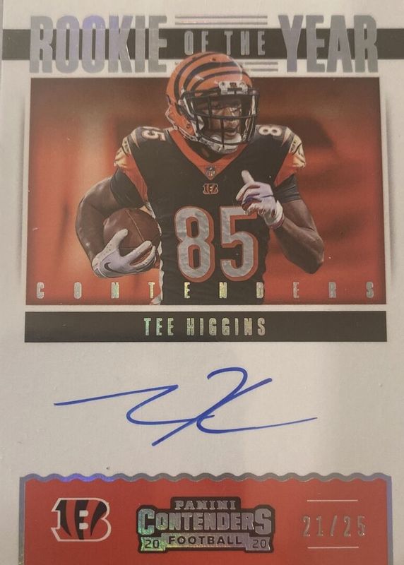 Tee Higgins 2020 Contenders #RYA-THI Rookie of the Year Contenders Autographs (/25) PSA 10