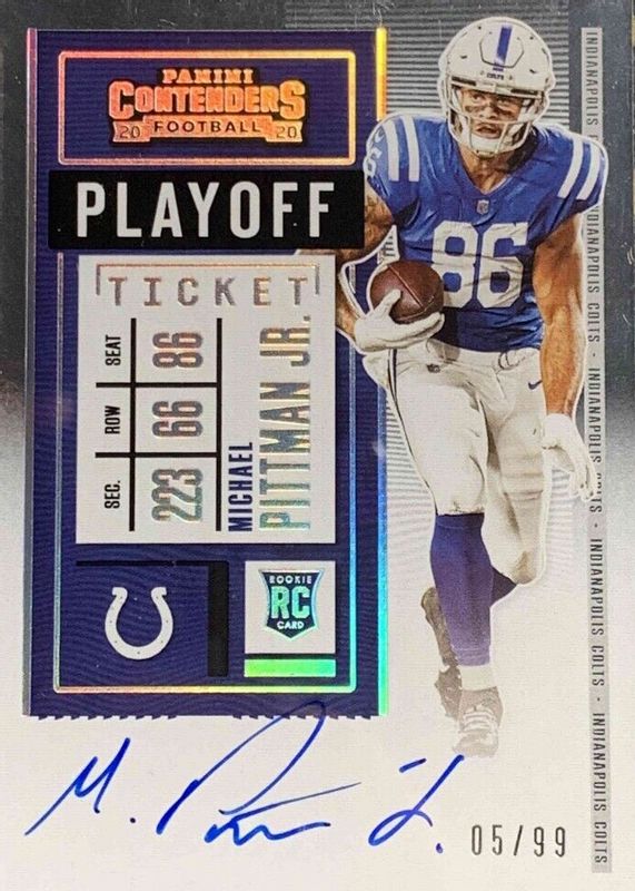 Michael Pittman Jr. 2020 Contenders #114 Rookie Ticket Auto - Playoff /99 Rookie SGC 10