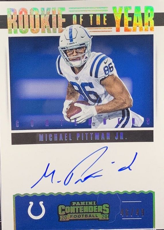 Michael Pittman Jr. 2020 Contenders #RYA-MPI Rookie of the Year Contenders Autographs (/49) Rookie SGC 9.5