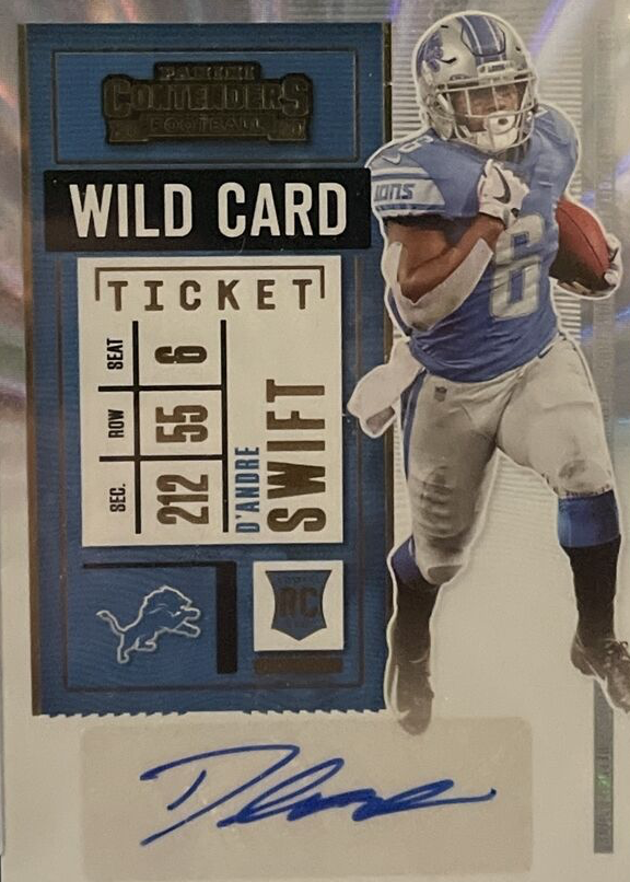 D'Andre Swift 2020 Contenders #115 Rookie Ticket Auto - Wild Card