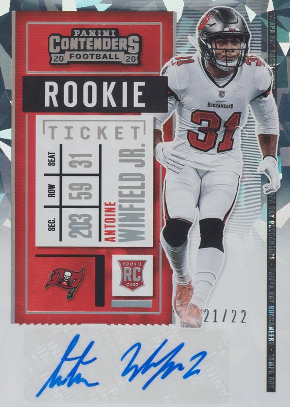 Antoine Winfield Jr. 2020 Contenders #172 Rookie Ticket Auto - Cracked Ice Ticket /22 SGC 10