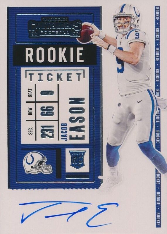 Jacob Eason 2020 Contenders #136 Rookie Ticket Auto Variation Rookie SGC 9.5