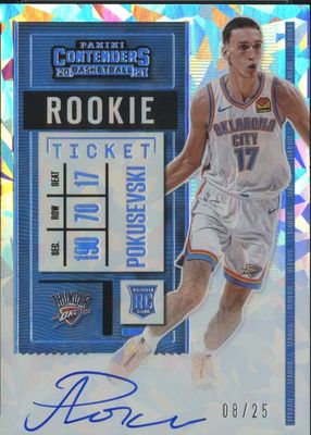 2020 Contenders #131 Rookie Ticket Auto - Cracked Ice Ticket /25 (Two Hands on Ball)