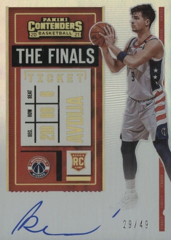 Deni Avdija 2020 Contenders #137 Rookie Ticket Auto Variation - Finals Ticket /49 (Two Hands on Ball) Rookie SGC 10