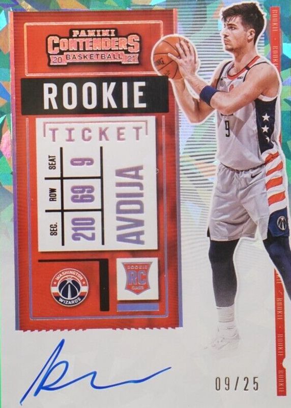 Deni Avdija 2020 Contenders #137 Rookie Ticket Auto Variation - Cracked Ice /25 (Two Hands on Ball) Rookie PSA 10