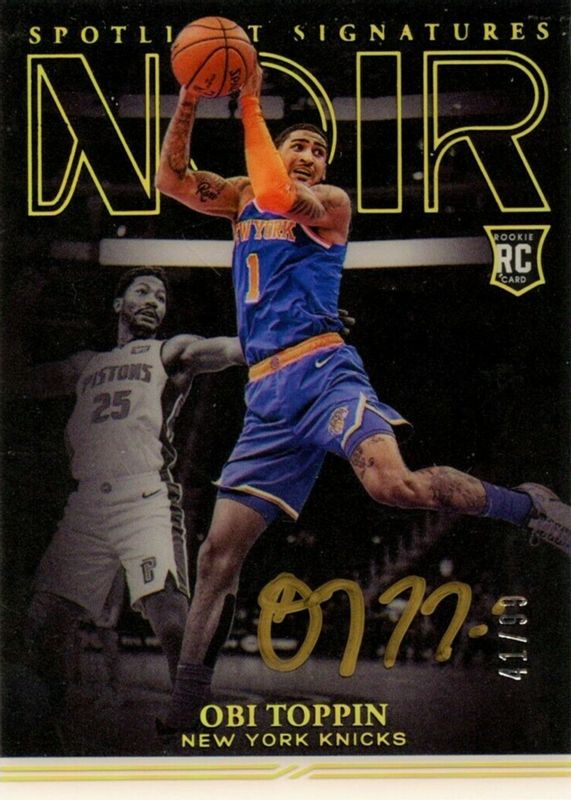 Obi Toppin 2020 Noir Spotlight Signatures /99 Rookie RAW