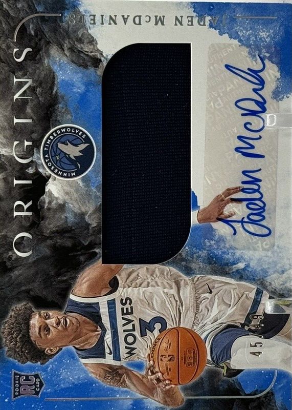 Jaden McDaniels 2020 Origins #RJA-MCD Rookie Jersey Autographs - Blue /49 PSA 10