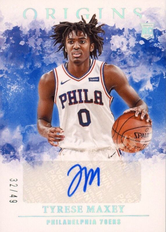 Tyrese Maxey 2020 Origins #RA-MAX Rookie Autographs - Blue /49 PSA 10