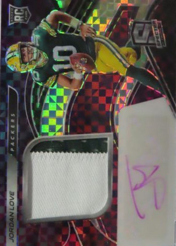 Jordan Love 2020 Spectra #204 Rookie Patch Auto - Neon Purple /35 Rookie SGC 9.5