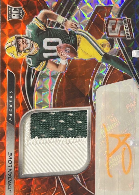 Jordan Love 2020 Spectra #204 Rookie Patch Auto - Neon Orange /15 Rookie SGC 9.5