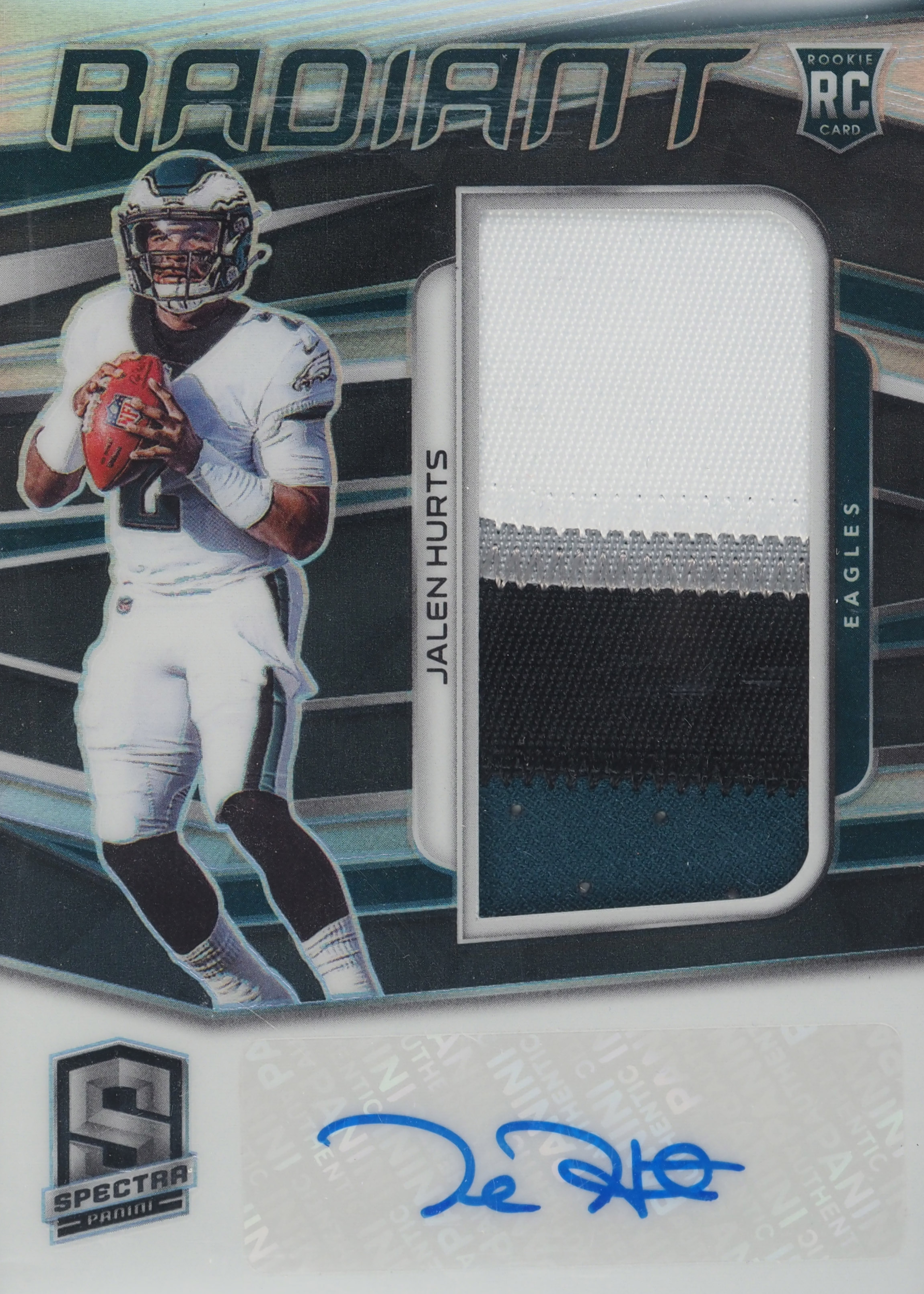 Jalen Hurts 2020 Spectra #6 Radiant Rookie Patch Signatures