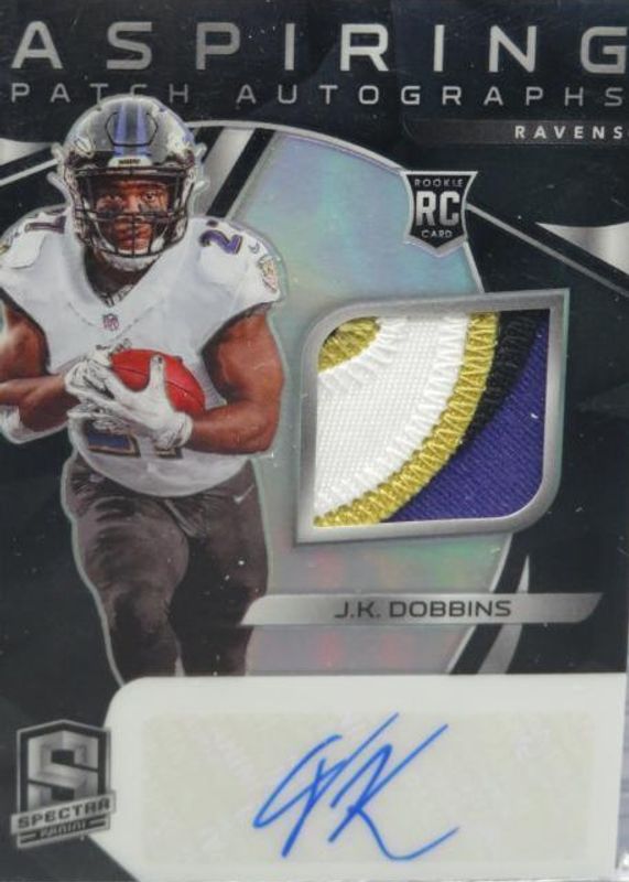JK Dobbins 2020 Spectra #6 Aspiring Patch Autographs (/75) Rookie RAW