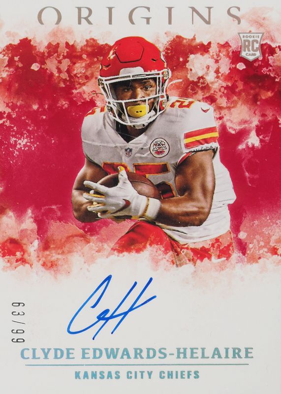 Clyde Edwards-Helaire 2020 Origins #RA-CH Rookie Autographs - Red /99 RAW