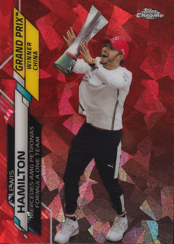 Lewis Hamilton 2020 Topps Chrome Formula 1 Sapphire Edition #135 Grand Prix Winners - Red /5 (China) PSA 10