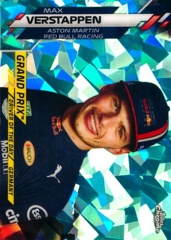 Max Verstappen 2020 Topps Chrome Formula 1 Sapphire Edition #164 Grand Prix Driver of the Day - Aqua /99 (Germany) Rookie PSA 10