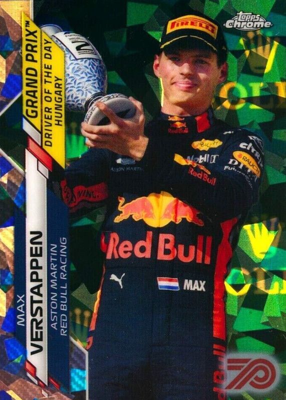 Max Verstappen 2020 Topps Chrome Formula 1 Sapphire Edition #165 Grand Prix Driver of the Day - 70th Anniversary /70 (Hungary) Rookie PSA 9