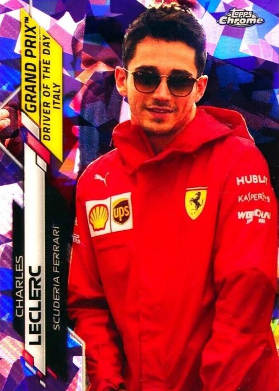 Charles Leclerc 2020 Topps Chrome Formula 1 Sapphire Edition #167 Grand Prix Driver of the Day - Purple /10 (Italy) Rookie PSA 7