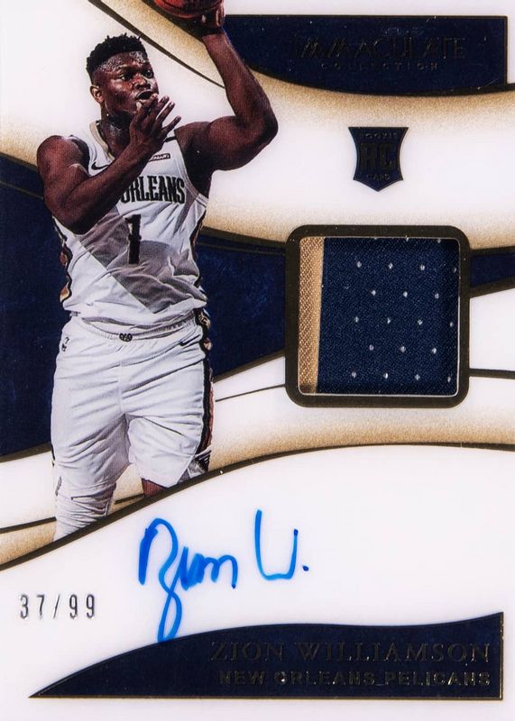 Zion Williamson 2019 Immaculate #136 Rookie Patch Auto /99 Rookie PSA 9