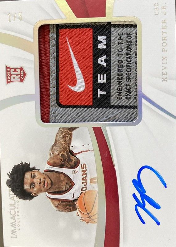 Kevin Porter Jr. 2019 Immaculate #128 Rookie Patch Auto - Tag /5 PSA 10