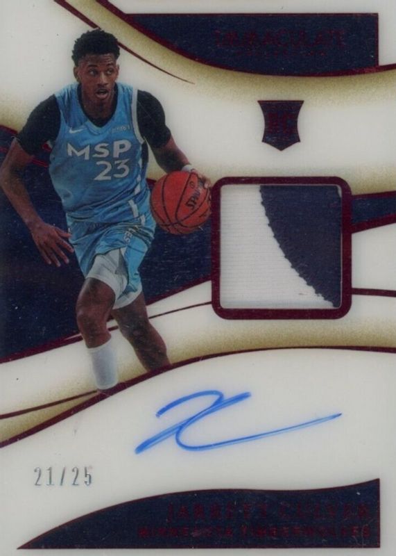 Jarrett Culver 2019 Immaculate #127 Rookie Patch Auto - Red /25 PSA 10