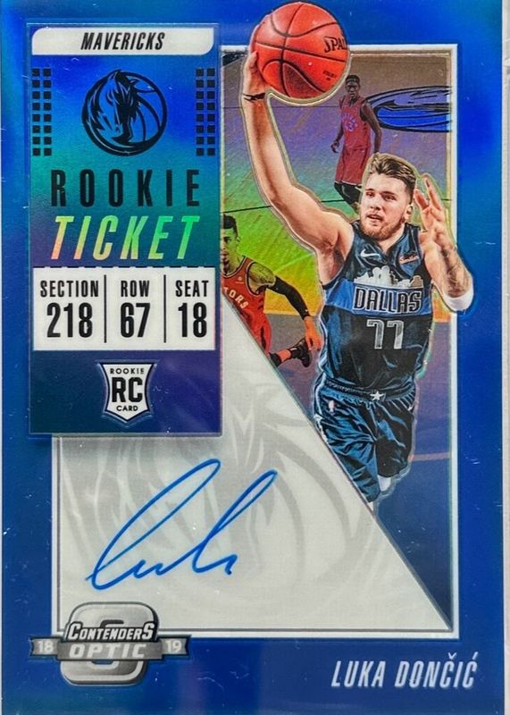 Luka Doncic 2018 Contenders Optic #128 Rookie Ticket Auto - Blue /99 (Shooting) Rookie BGS 8