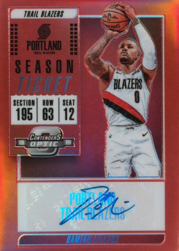 Damian Lillard 2018 Contenders Optic #VT-DLL Veteran Season Ticket Autographs - Red /49 BGS 9.5