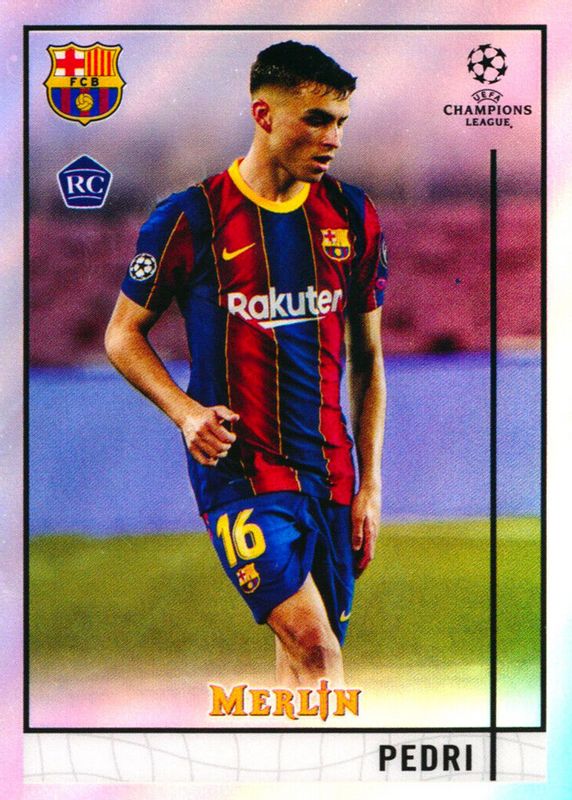 Pedri 2020 Topps Merlin Chrome UEFA Champions League #89 Rookie Image Variation Rookie BGS 9.5