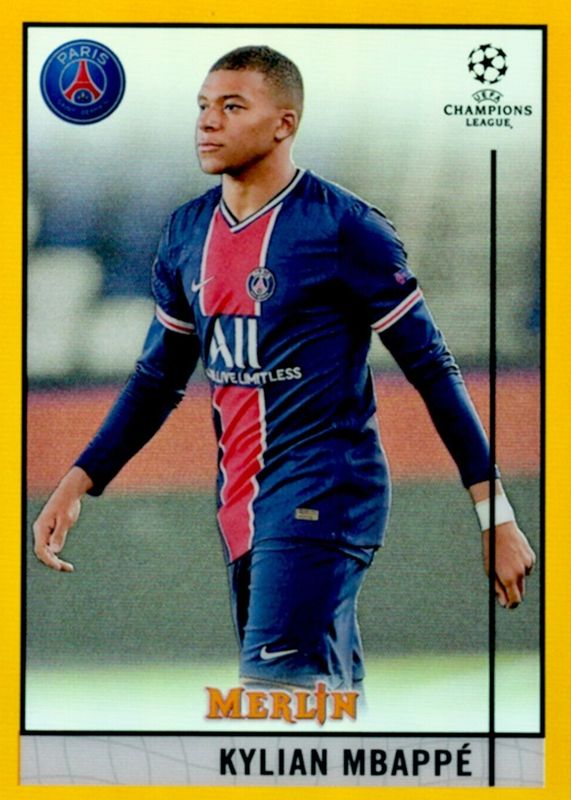 Kylian Mbappe 2020 Topps Merlin Chrome UEFA Champions League #100 Gold Refractor /50 PSA 10