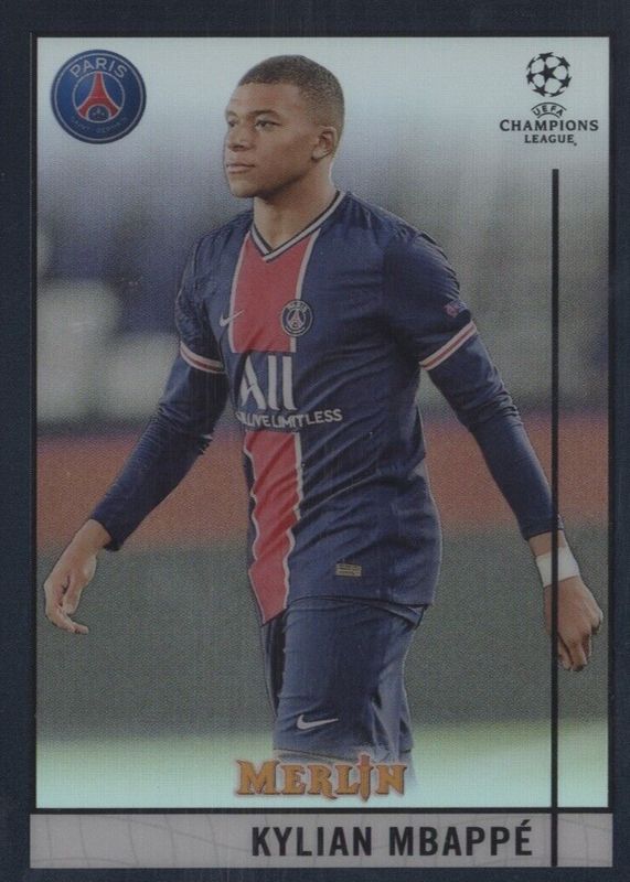 Kylian Mbappe 2020 Topps Merlin Chrome UEFA Champions League #100 Black Refractor /15 PSA 10