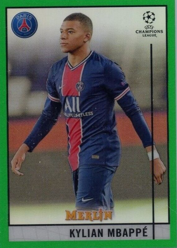 Kylian Mbappe 2020 Topps Merlin Chrome UEFA Champions League #100 Green Refractor /99 SGC 10