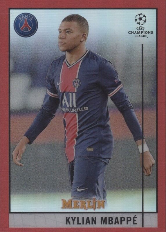 Kylian Mbappe 2020 Topps Merlin Chrome UEFA Champions League #100 Red Refractor /10 RAW