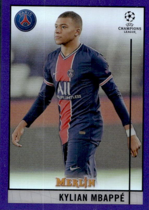 Kylian Mbappe 2020 Topps Merlin Chrome UEFA Champions League #100 Purple Refractor /299 SGC 10